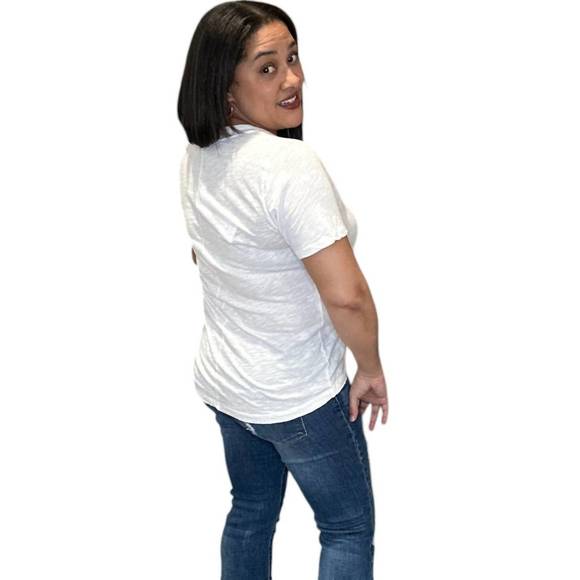 NEW BOBI shoulder seam v neck tee shirt in white - Picture 3 of 3